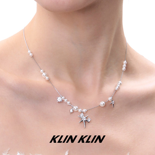 KLINKLIN星芒满天星珍珠项链六芒星星锁骨链女小众chocker颈链