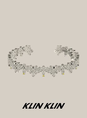 KLINKLIN蕾丝十字花开口手镯原创设计感轻奢送礼物十字架精致