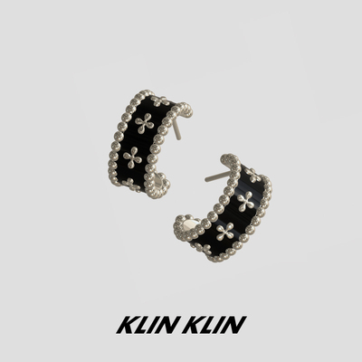 KLINKLIN循环十字架C型耳环女耳钉小众高级设计感复古原创简约