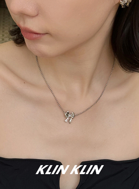 KLINKLIN蝴蝶结锁骨链项链女韩版小众设计感高级感气质细项链甜酷