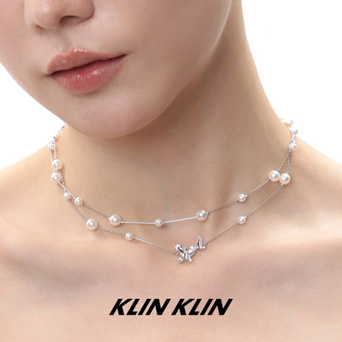 KLINKLIN镀真金蝴蝶珍珠项链女
