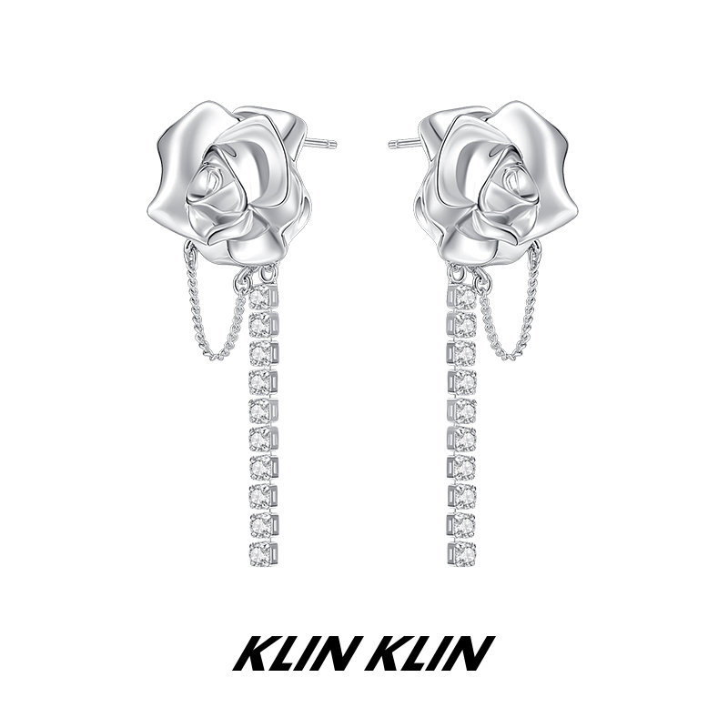 爆款玫瑰流苏耳钉KLINKLIN轻奢