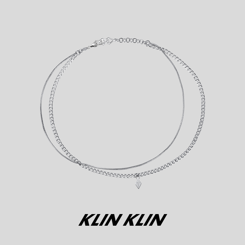 KLINKLIN原创双层菱形夏季男女甜酷项链叠戴小众设计高级感锁骨链