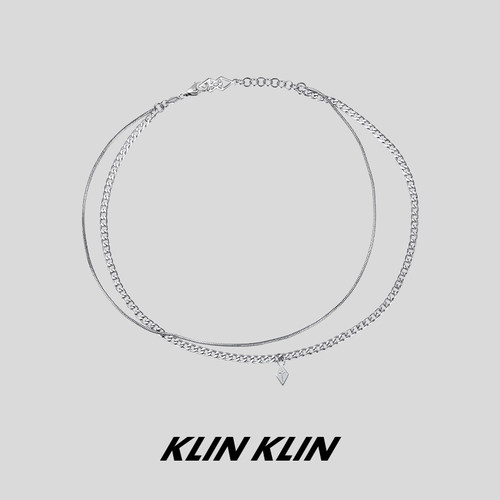 KLINKLIN原创双层菱形夏季男女甜酷项链叠戴小众设计高级感锁骨链