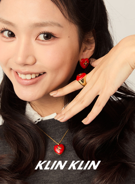 KLINKLIN红色爱心十字花珐琅彩项链女新年锁骨链本命年十字架