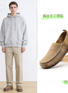 CCE男鞋头层牛皮真皮镂空透气乐福鞋休闲一脚蹬懒人鞋男2483-1-TP
