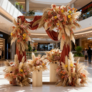 芦苇草仿真花商场美陈花艺装饰造景布置挂吊花排假花拍照道具摆件