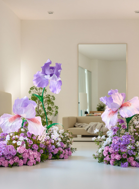 紫色eva仿真花巨型鸢尾纸艺花舞台装饰布置美陈场景精致仿生花艺