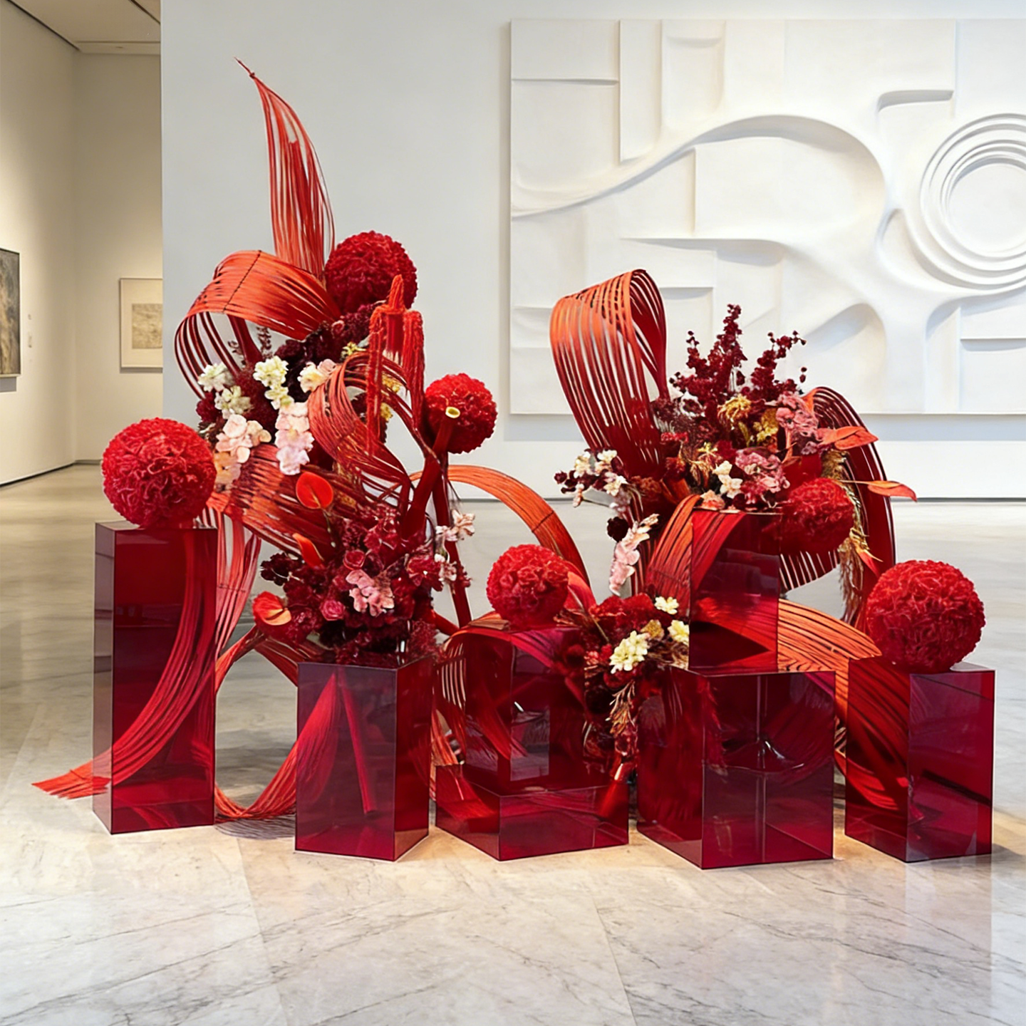 新年氛围场景布置元宵节装饰花酒店大堂售楼处红色竹条花艺美陈,商业/办公家具,商业美陈,淘宝优惠券,粉丝福利购,淘宝优惠卷