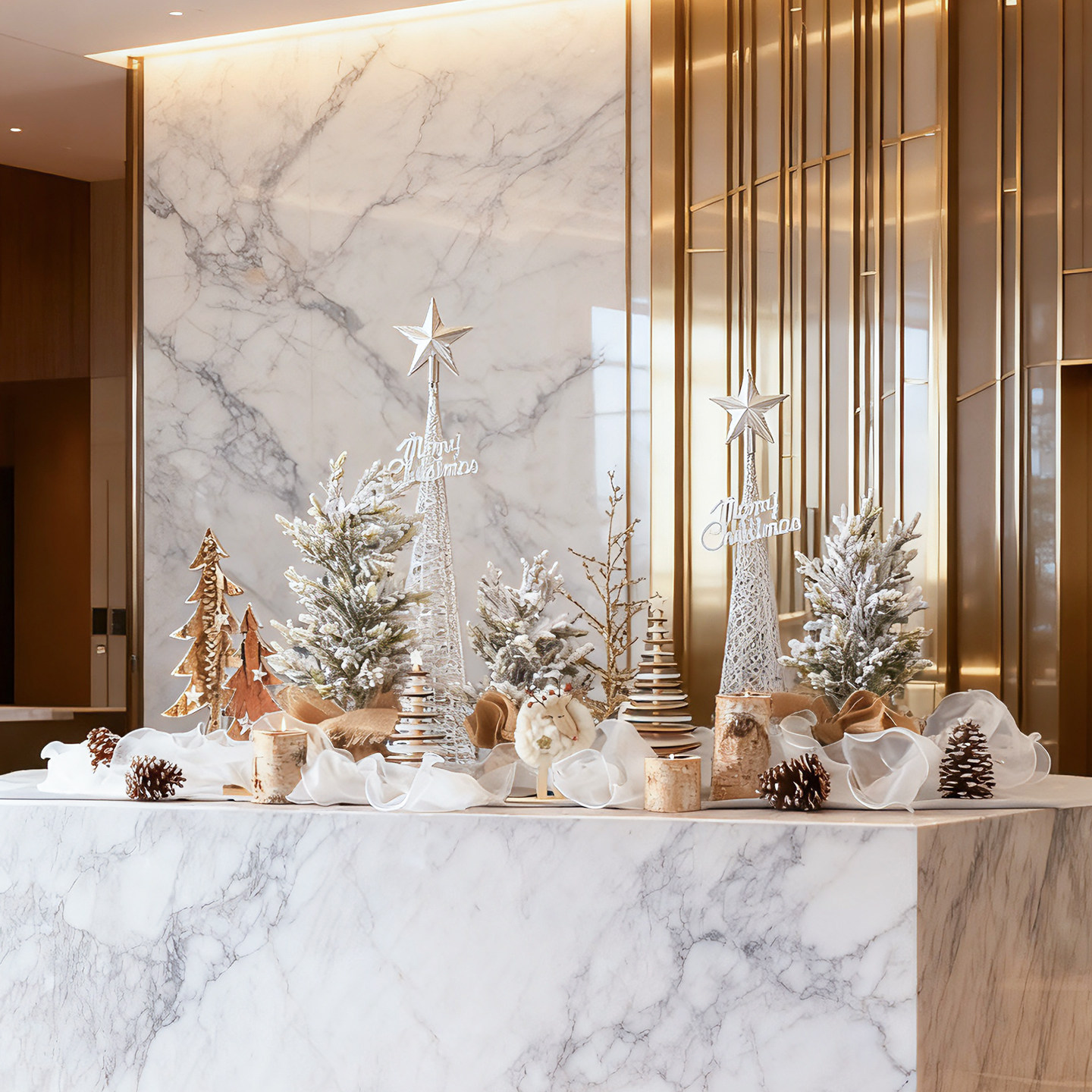 圣诞节氛围装扮桌面套装高级布置