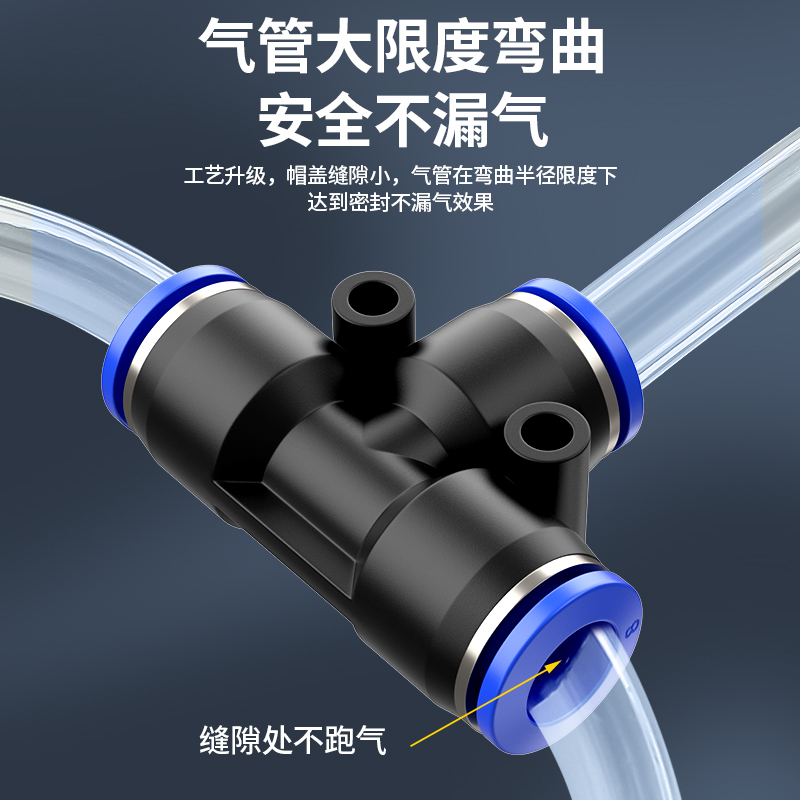 气管快速接头PU气动三通快插汽管接头PE空压机气线快接头配件大全