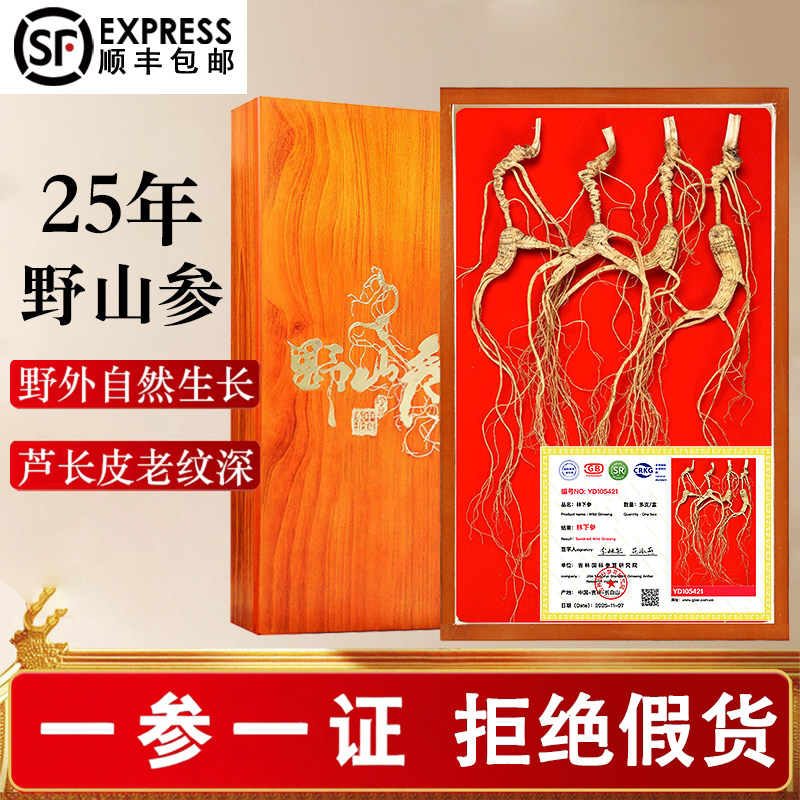 人参长白山野山参25年林下参籽货足龄干参整枝东北老山参泡酒礼盒