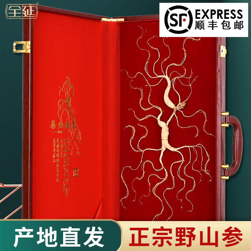 国检野山参东北长白山野生人参林下参泡酒正宗过年送礼高档礼盒装