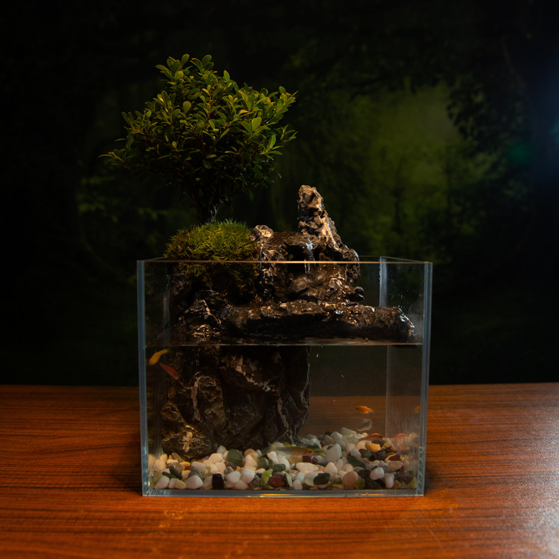 水月洞天赤楠成品桌面山水景观带过滤流水超白缸真植物苔藓水陆缸,鲜花速递/花卉仿真/绿植园艺,苔藓微景观,淘宝优惠券,粉丝福利购,淘宝优惠卷