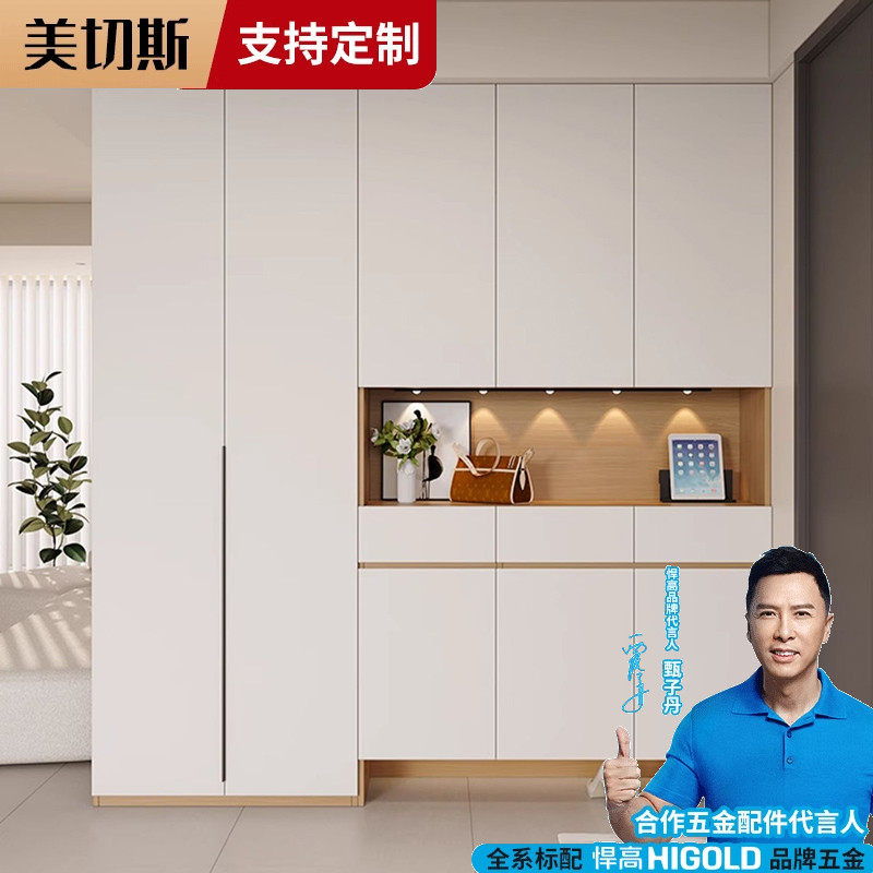 鞋柜家用门口实木入户奶油风高柜