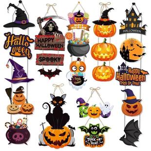 Halloween Party Door Decorations Horror Pumpkin Ghost Bat Ha