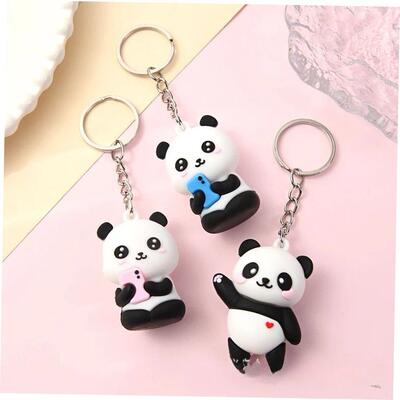 2023Novelties Cute Cartoon Couple Panda Keychain Pendant Car