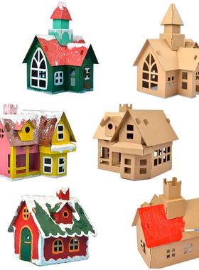 1set Christmas Paper House Multi Type DIY Painting Houses
