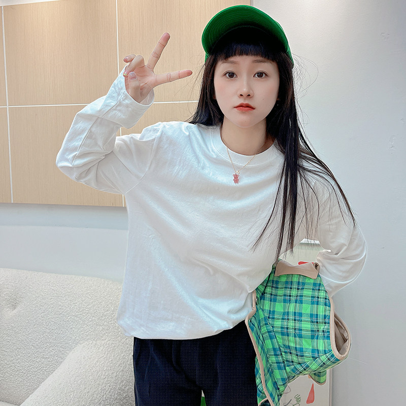 MEME美美 白色纯棉长袖T恤T恤
