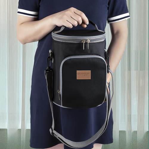 保温饭盒袋子手提饭兜铝箔加厚防水学生上班族圆形饭桶便携便当包