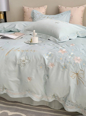 日本GP小清新全棉长绒棉四件套少女立体蝴蝶纯棉被套床笠床上用品