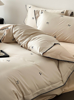 日本小众GP全棉纯棉四件套加厚双面磨毛被套床单秋冬床上用品床笠