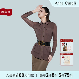 真絲高級(jí)感長(zhǎng)袖 ANNA 安娜凱瑟莉2025年新款 襯衫 CASELLI 上衣女