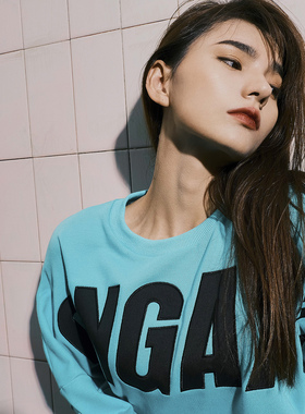 GINGAX2 纯棉套头卫衣 贴布绣重磅 宽松圆领100%纯棉