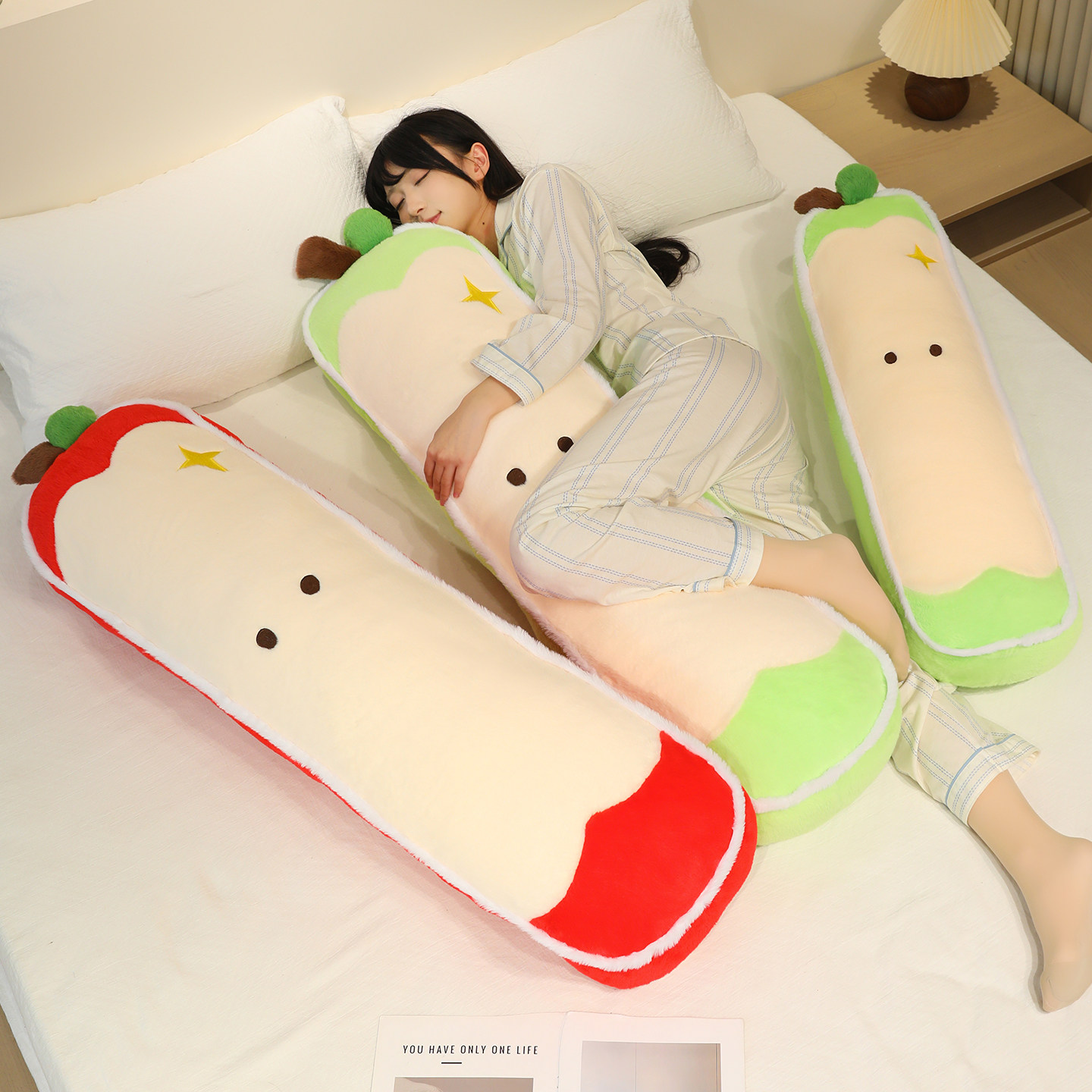 可爱苹果核抱枕女生睡觉玩偶床上侧睡夹腿神器长条枕学生宿舍靠枕,居家布艺,靠垫/抱枕,淘宝优惠券,粉丝福利购,淘宝优惠卷
