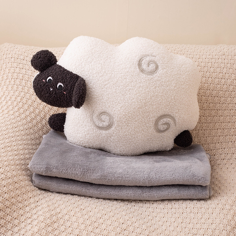 卡通加厚抱枕毯子二合一