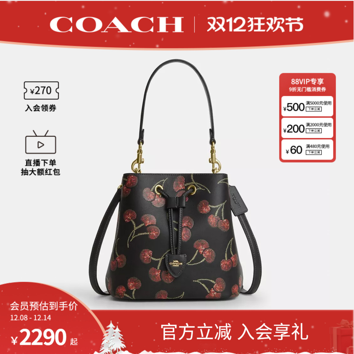 COACH/蔻驰官方 奥莱款ROWAN女士皮质单肩斜挎手提包水桶包CCZ17