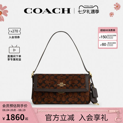 COACH/蔻驰官方 奥莱款Etta 25女士单肩斜挎手提包翻盖包CCV65