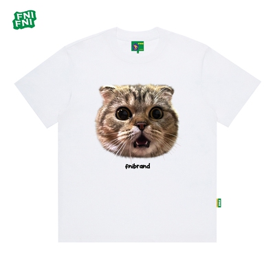 FNI绿标系列惊讶猫咪圆领纯棉男女同款t恤美式短袖25年新款直喷