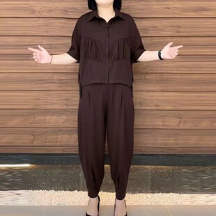夏季新款时尚休闲宽松显瘦洋气女士韩版优雅两件套装a4