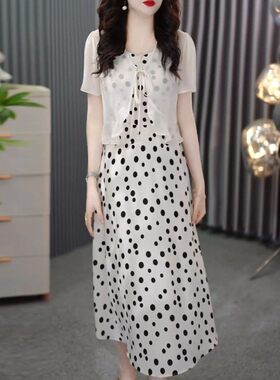 夏季法式波点外披裙子温柔风显瘦连衣裙J韩版小衫穿搭一整套裙a3
