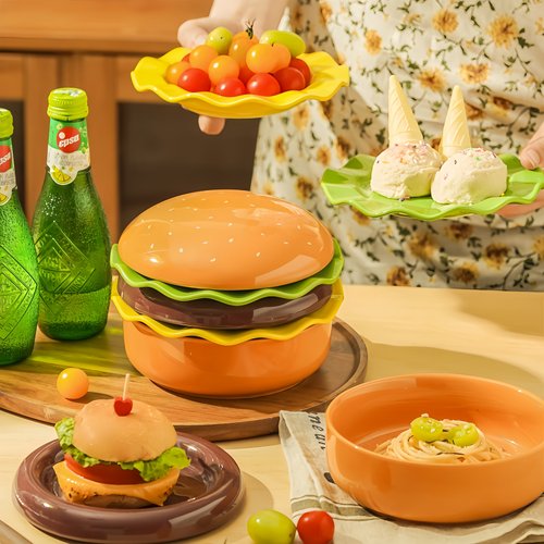 汉堡陶瓷餐具盘碗套装礼盒送人