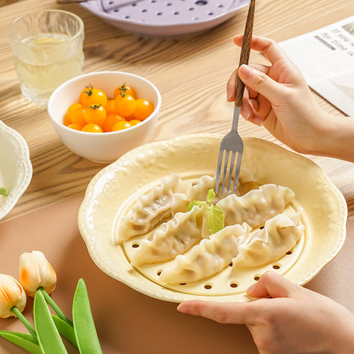 饺子盘盛饺子专用盘沥水双层盘