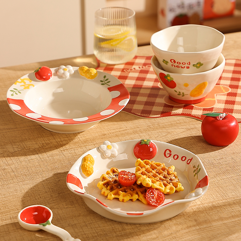 鹿谷川新款陶瓷餐具可爱创意碗碟