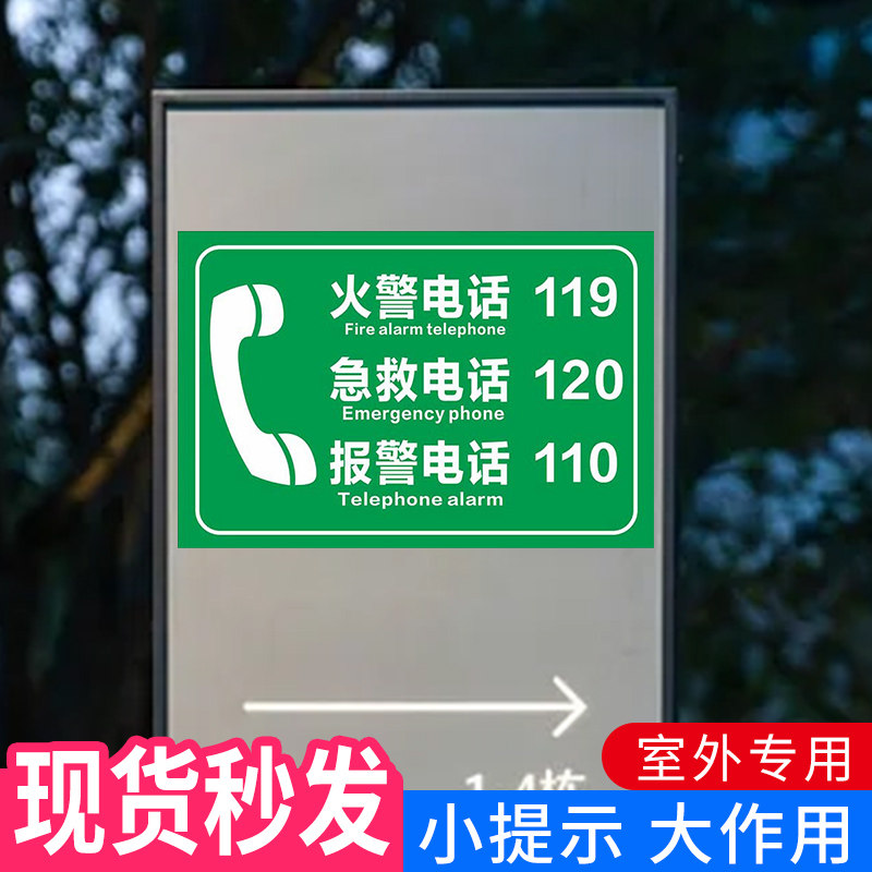 110标识牌子火警119急救120标示森林火灾交通事故应急电话指示标志墙