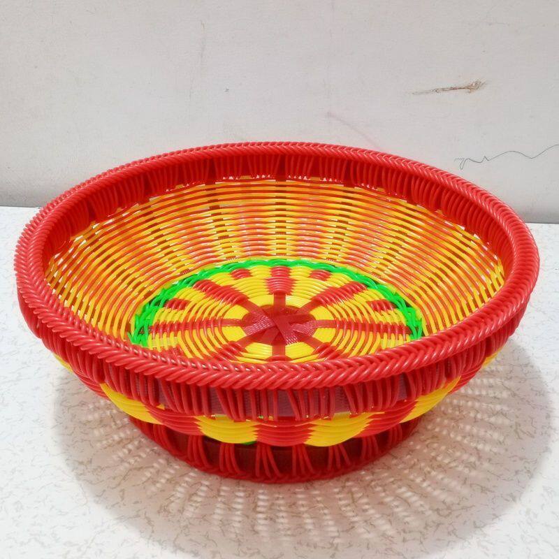 仿藤槊料水果篮收纳篮花生瓜子盘糖果盘收纳手工编织篮藤编成品