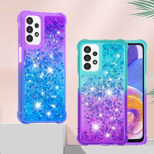 适用于三星Galaxy A73/A72/53/52/33/32 5G渐变液体闪粉流沙手机壳软胶A13四角气囊防摔全包边后盖动态保护套