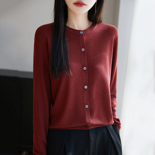 高端精纺羊毛针织女开衫