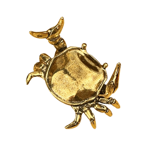 黄铜举重螃蟹摆件黄铜实心横财将军居家办公茶宠茶桌盖置铜工艺品