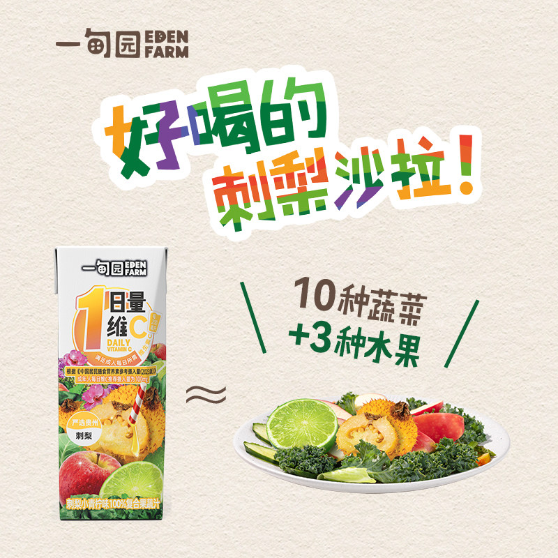 一甸园200ml*10盒刺梨添加10种蔬菜复合果汁每日维C补充健康饮品