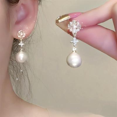 S925纯银珍珠耳环2025新款甜美耳饰轻奢高级感耳环气质爆款吊坠女