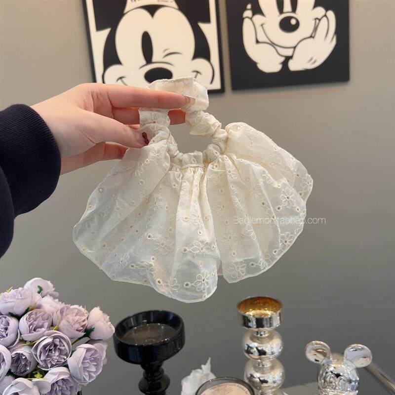 小众设计裙摆发圈头饰韩国高级感显发量清新仙女发绳发圈白色蕾丝