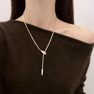 灵蛇衔尾~蛇形抽拉项链女本命年秋冬独特毛衣链轻奢高级感配饰品