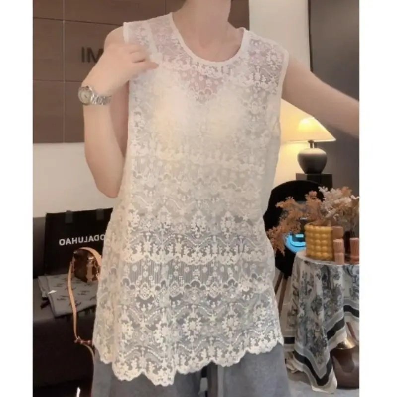 【轻奢时尚】新款显瘦欧若风百搭圆领蕾丝打底背心