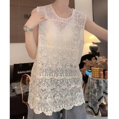 轻奢百搭显瘦圆领蕾丝打底背心