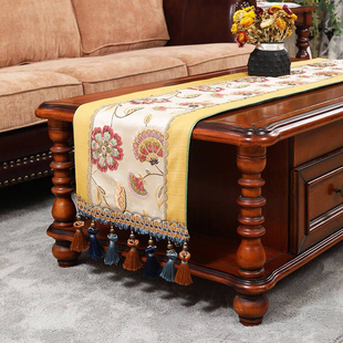 高端货【新品】繁花似锦茶几电视柜桌旗美式床旗床尾巾电视柜盖布